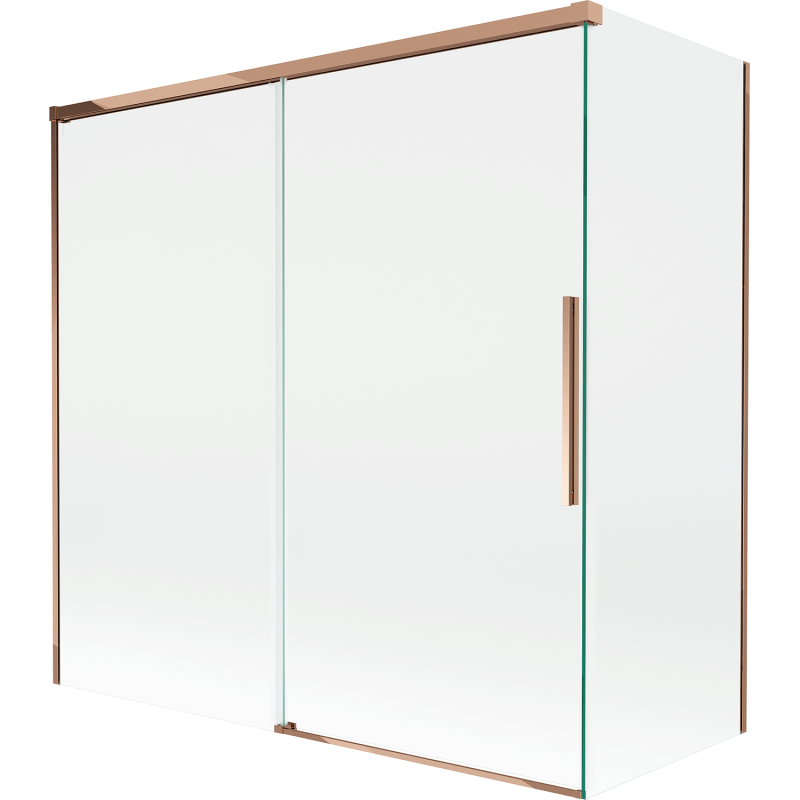 Mexen Rox parawan nawannowy 2-skrzydłowy rozsuwany 160 + 80 x 150 cm, transparent, różowe złoto - 8C9-160-080-60-00