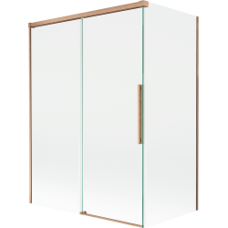 Mexen Rox parawan nawannowy 2-skrzydłowy rozsuwany 120 + 70 x 150 cm, transparent, miedż szczotkowana - 8C9-120-070-65-00