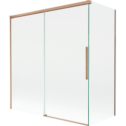 Mexen Rox parawan nawannowy 2-skrzydłowy rozsuwany 150 + 70 x 150 cm, transparent, miedż szczotkowana - 8C9-150-070-65-00