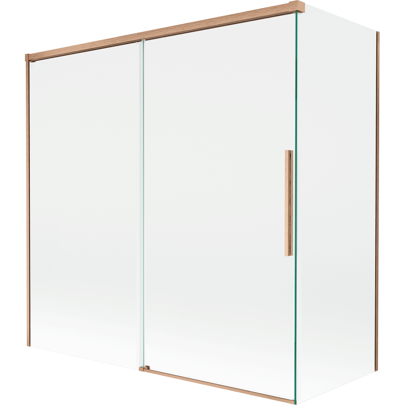 Mexen Rox parawan nawannowy 2-skrzydłowy rozsuwany 160 + 75 x 150 cm, transparent, miedż szczotkowana - 8C9-160-075-65-00