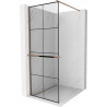 Mexen Kioto+ ścianka prysznicowa z półką Walk-in 80 x 200 cm, czarna kratka, różowe złoto - 800-080-121-60-77