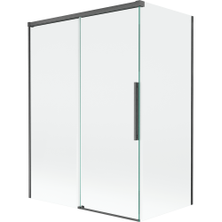 Mexen Rox parawan nawannowy 2-skrzydłowy rozsuwany 120 + 70 x 150 cm, transparent, gun gray szczotkowany - 8C9-120-070-66-00