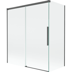 Mexen Rox parawan nawannowy 2-skrzydłowy rozsuwany 140 + 70 x 150 cm, transparent, gun gray szczotkowany - 8C9-140-070-66-00