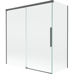 Mexen Rox parawan nawannowy 2-skrzydłowy rozsuwany 150 + 70 x 150 cm, transparent, gun gray szczotkowany - 8C9-150-070-66-00