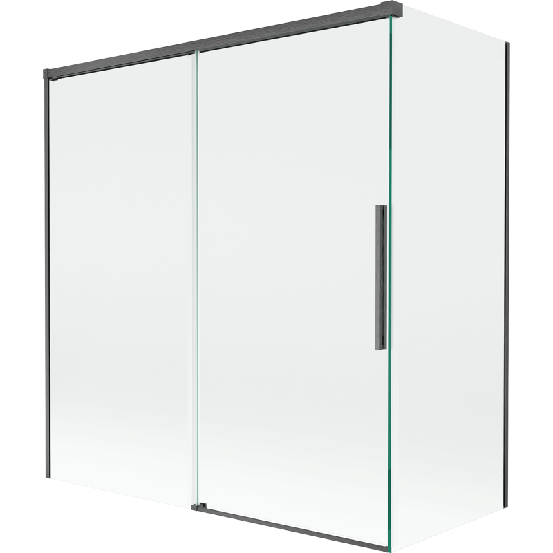 Mexen Rox parawan nawannowy 2-skrzydłowy rozsuwany 150 + 70 x 150 cm, transparent, gun gray szczotkowany - 8C9-150-070-66-00