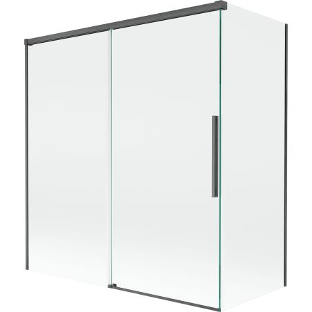 Mexen Rox parawan nawannowy 2-skrzydłowy rozsuwany 150 + 70 x 150 cm, transparent, gun gray szczotkowany - 8C9-150-070-66-00