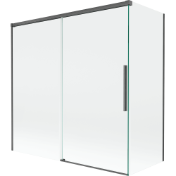 Mexen Rox parawan nawannowy 2-skrzydłowy rozsuwany 160 + 70 x 150 cm, transparent, gun gray szczotkowany - 8C9-160-070-66-00