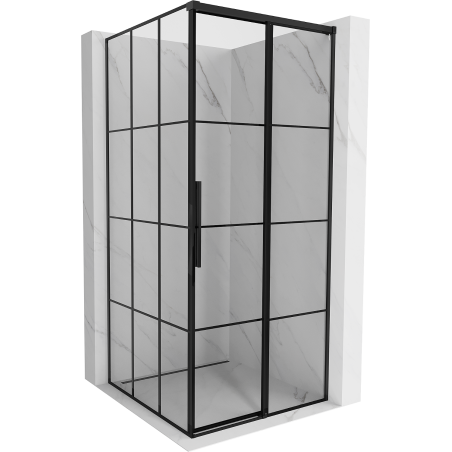 Mexen Rox kabina prysznicowa rozsuwana prawa 90 x 90 cm, czarna kratka, czarna - 8C2-090-090-70-77-P