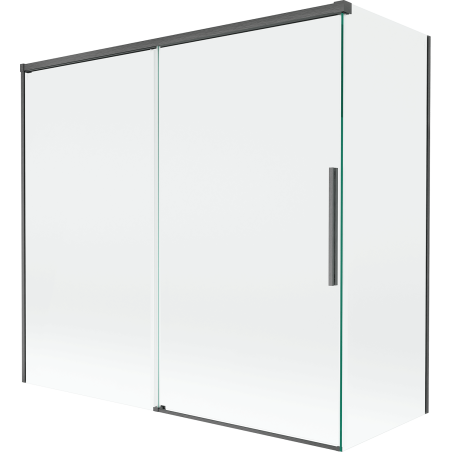 Mexen Rox parawan nawannowy 2-skrzydłowy rozsuwany 170 + 75 x 150 cm, transparent, gun gray szczotkowany - 8C9-170-075-66-00