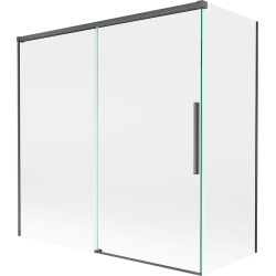 Mexen Rox parawan nawannowy 2-skrzydłowy rozsuwany 160 + 80 x 150 cm, transparent, gun gray szczotkowany - 8C9-160-080-66-00