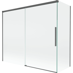 Mexen Rox parawan nawannowy 2-skrzydłowy rozsuwany 180 + 80 x 150 cm, transparent, gun gray szczotkowany - 8C9-180-080-66-00