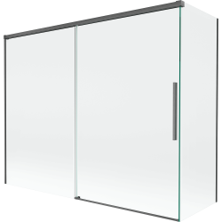 Mexen Rox parawan nawannowy 2-skrzydłowy rozsuwany 190 + 80 x 150 cm, transparent, gun gray szczotkowany - 8C9-190-080-66-00