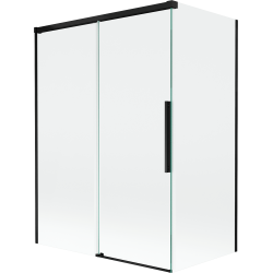 Mexen Rox parawan nawannowy 2-skrzydłowy rozsuwany 120 + 70 x 150 cm, transparent, czarny - 8C9-120-070-70-00