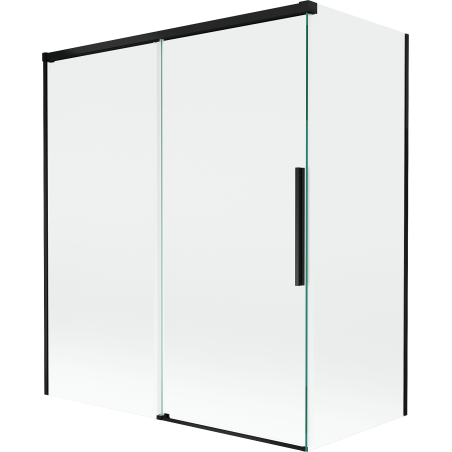 Mexen Rox parawan nawannowy 2-skrzydłowy rozsuwany 140 + 70 x 150 cm, transparent, czarny - 8C9-140-070-70-00