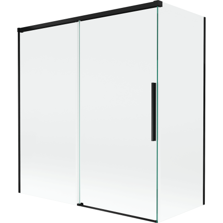 Mexen Rox parawan nawannowy 2-skrzydłowy rozsuwany 150 + 70 x 150 cm, transparent, czarny - 8C9-150-070-70-00