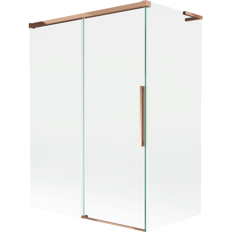 Mexen Rox L parawan nawannowy 2-skrzydłowy rozsuwany 120 + 70 x 150 cm, transparent, różowe złoto - 8C9L-120-070-60-00