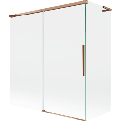 Mexen Rox L parawan nawannowy 2-skrzydłowy rozsuwany 150 + 70 x 150 cm, transparent, różowe złoto - 8C9L-150-070-60-00
