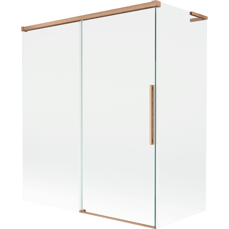 Mexen Rox L parawan nawannowy 2-skrzydłowy rozsuwany 140 + 70 x 150 cm, transparent, miedź szczotkowana - 8C9L-140-070-65-00