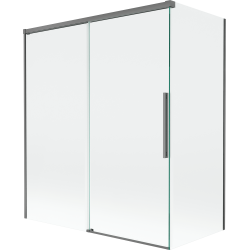 Mexen Rox parawan nawannowy 2-skrzydłowy rozsuwany 140 + 70 x 150 cm, transparent, gun metal - 8C9-140-070-95-00