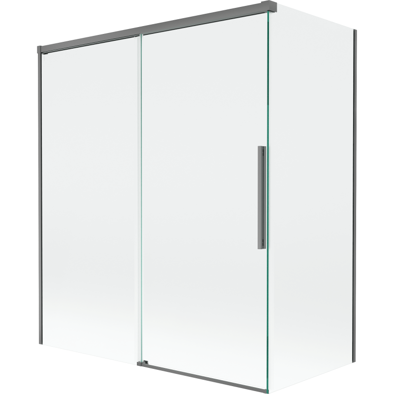 Mexen Rox parawan nawannowy 2-skrzydłowy rozsuwany 140 + 70 x 150 cm, transparent, gun metal - 8C9-140-070-95-00