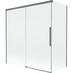 Mexen Rox parawan nawannowy 2-skrzydłowy rozsuwany 150 + 70 x 150 cm, transparent, gun metal - 8C9-150-070-95-00