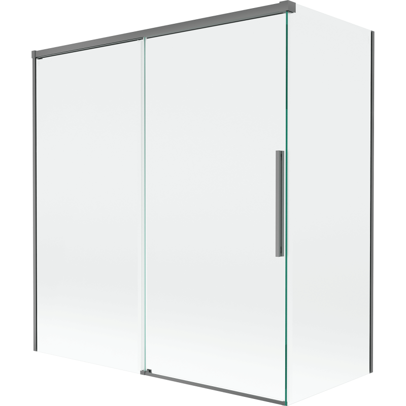 Mexen Rox parawan nawannowy 2-skrzydłowy rozsuwany 150 + 70 x 150 cm, transparent, gun metal - 8C9-150-070-95-00