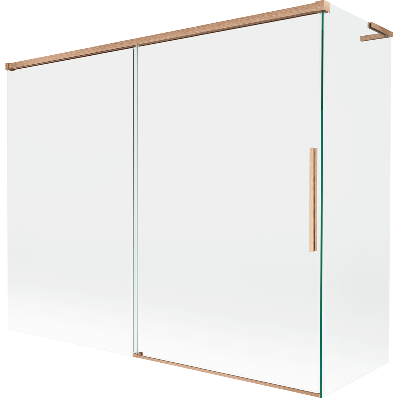 Mexen Rox L parawan nawannowy 2-skrzydłowy rozsuwany 190 + 80 x 150 cm, transparent, miedź szczotkowana - 8C9L-190-080-65-00