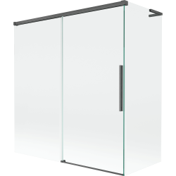 Mexen Rox L parawan nawannowy 2-skrzydłowy rozsuwany 150 + 70 x 150 cm, transparent, gun gray szczotkowany - 8C9L-150-070-66-00