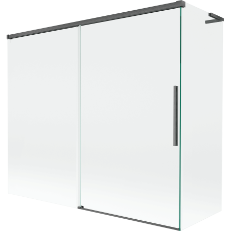 Mexen Rox L parawan nawannowy 2-skrzydłowy rozsuwany 180 + 80 x 150 cm, transparent, gun gray szczotkowany - 8C9L-180-080-66-00