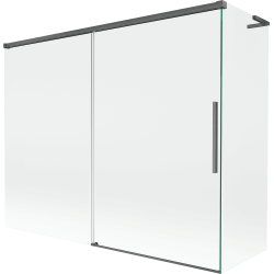 Mexen Rox L parawan nawannowy 2-skrzydłowy rozsuwany 190 + 80 x 150 cm, transparent, gun gray szczotkowany - 8C9L-190-080-66-00
