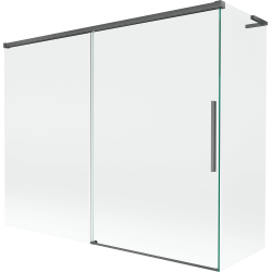 Mexen Rox L parawan nawannowy 2-skrzydłowy rozsuwany 190 + 90 x 150 cm, transparent, gun gray szczotkowany - 8C9L-190-090-66-00