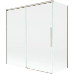 Mexen Rox parawan nawannowy 2-skrzydłowy rozsuwany 150 + 70 x 150 cm, transparent, nikiel szczotkowany - 8C9-150-070-97-00