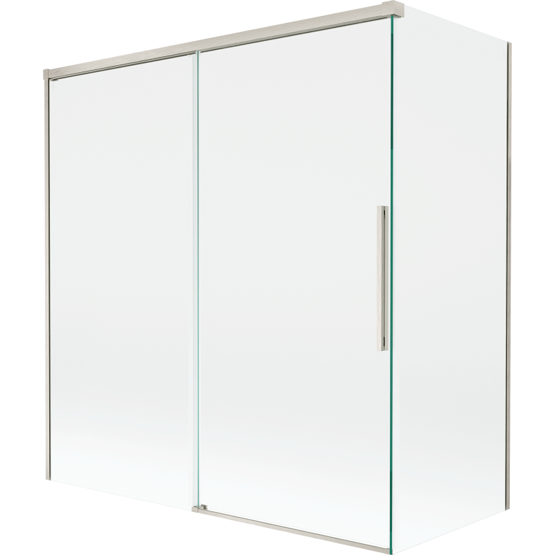 Mexen Rox parawan nawannowy 2-skrzydłowy rozsuwany 150 + 70 x 150 cm, transparent, nikiel szczotkowany - 8C9-150-070-97-00