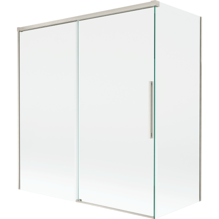 Mexen Rox parawan nawannowy 2-skrzydłowy rozsuwany 150 + 70 x 150 cm, transparent, nikiel szczotkowany - 8C9-150-070-97-00