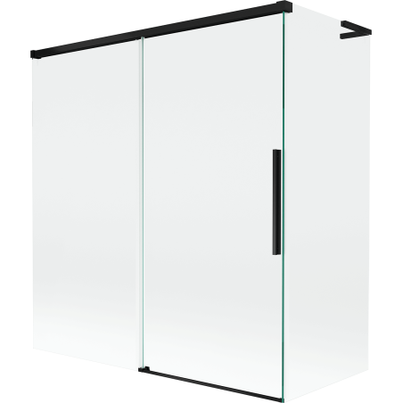 Mexen Rox L parawan nawannowy 2-skrzydłowy rozsuwany 150 + 70 x 150 cm, transparent, czarny - 8C9L-150-070-70-00