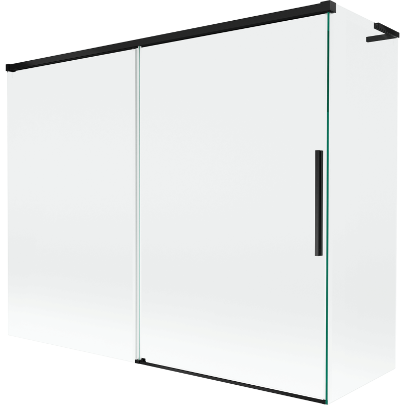 Mexen Rox L parawan nawannowy 2-skrzydłowy rozsuwany 190 + 90 x 150 cm, transparent, czarny - 8C9L-190-090-70-00