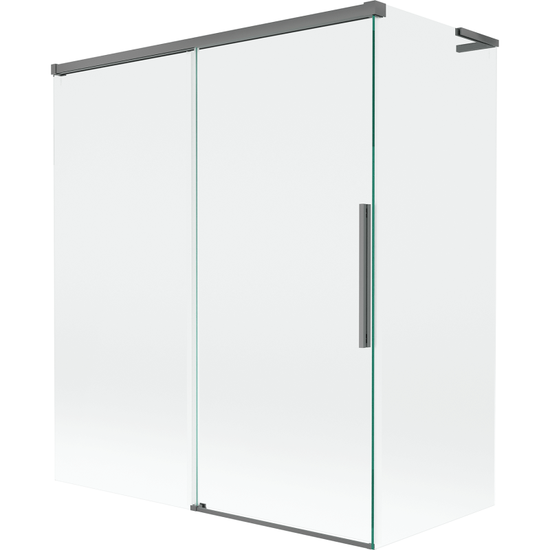 Mexen Rox L parawan nawannowy 2-skrzydłowy rozsuwany 140 + 70 x 150 cm, transparent, gun metal - 8C9L-140-070-95-00