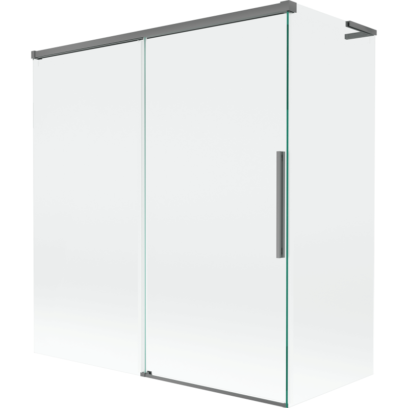 Mexen Rox L parawan nawannowy 2-skrzydłowy rozsuwany 150 + 70 x 150 cm, transparent, gun metal - 8C9L-150-070-95-00