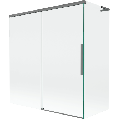 Mexen Rox L parawan nawannowy 2-skrzydłowy rozsuwany 150 + 70 x 150 cm, transparent, gun metal - 8C9L-150-070-95-00