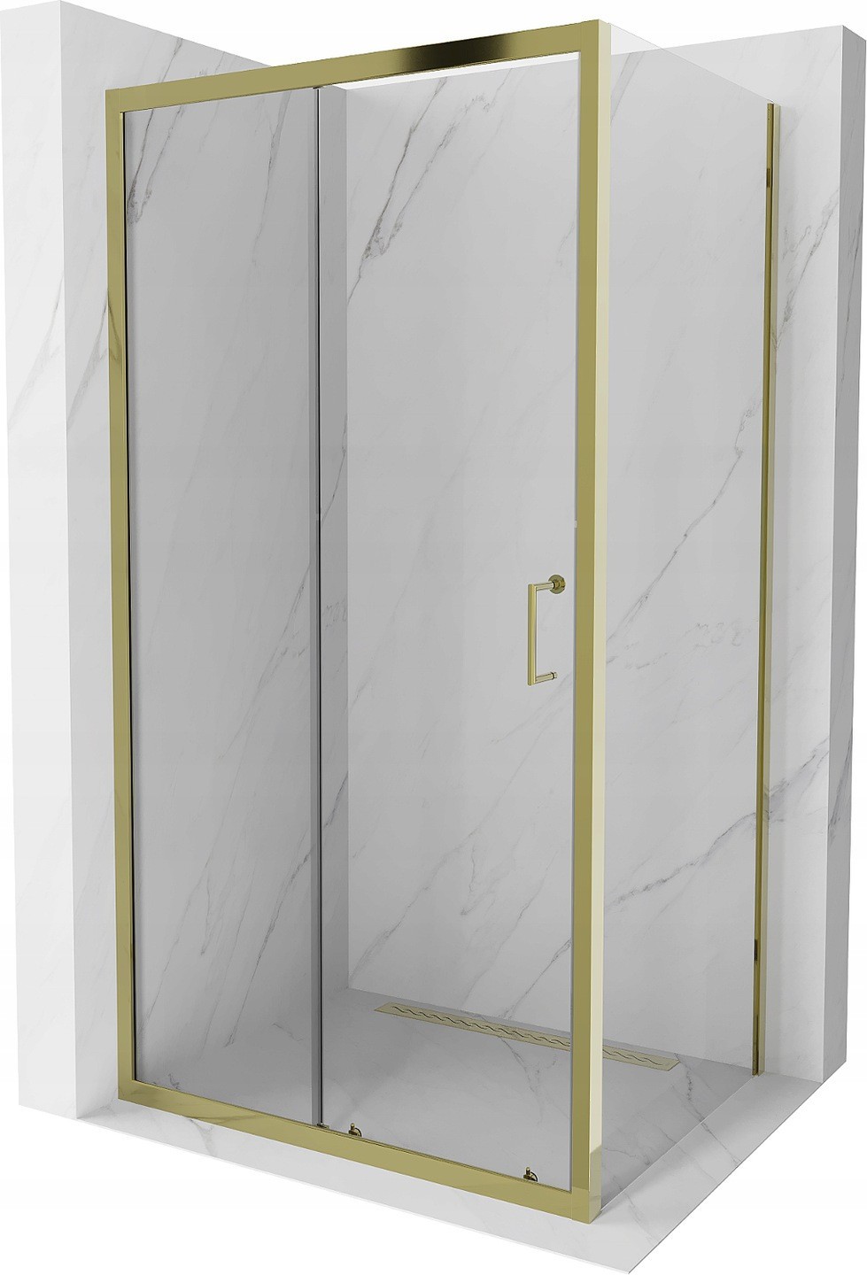 Mexen Apia kabina prysznicowa rozsuwana 125 x 100 cm, transparent, złota - 840-125-100-50-00