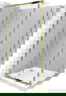 Mexen Apia kabina prysznicowa rozsuwana 90 x 90 cm, transparent, złota + brodzik Flat, biały- 840-090-090-50-00-4010G