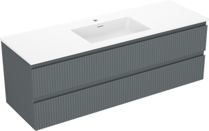 Mexen Rivel szafka łazienkowa 140 cm z umywalką Otis, 2 szuflady, ryflowana , grafit mat/biała mat - 91A20-14047-2-BFF66-W18M
