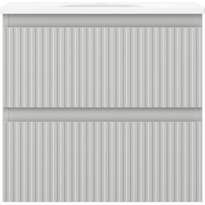 Mexen Rivel szafka łazienkowa 50 cm z umywalką Vela, 2 szuflady, ryflowana , szara mat/biała mat - 91A20-05047-2-BFF62-W23M01