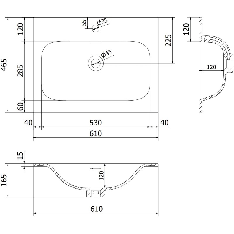 Mexen Rivel szafka łazienkowa 60 cm z umywalką Vela, 2 szuflady, ryflowana , czarna mat - 91A20-06047-2-BFF71-W23M71
