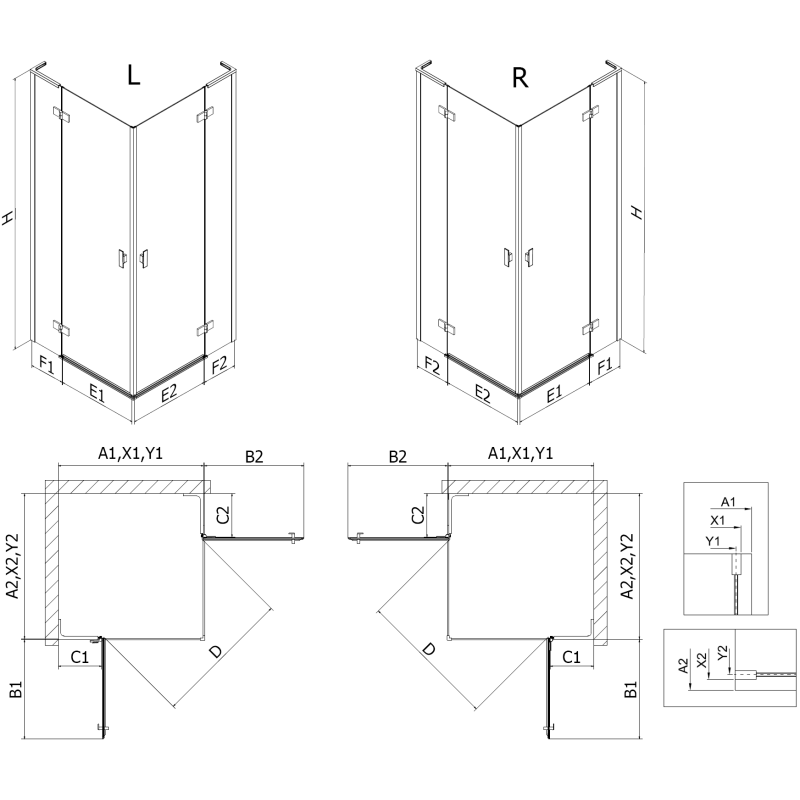 Mexen Mist-H L Duo kabina prysznicowa uchylna lewa 105 x 90 cm, transparent, chrom - 8A5L-105L-090P-01-00