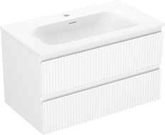 Mexen Rivel szafka łazienkowa 80 cm z umywalką Vela, 2 szuflady, ryflowana , biała mat - 91A20-08047-2-BFF01-W23M01