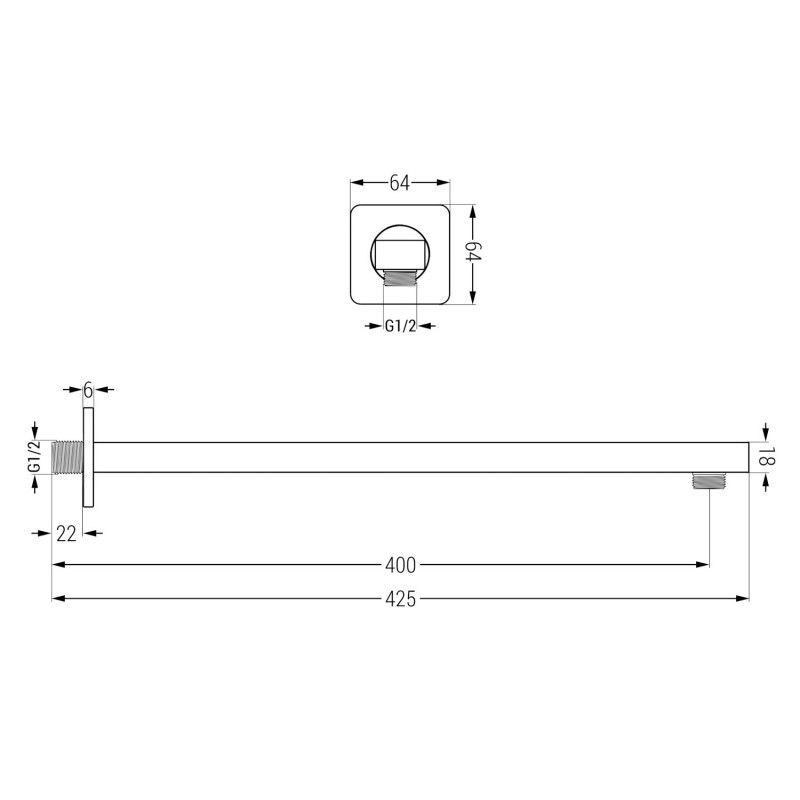 Mexen ramię prysznicowe ścienne 40 cm, gun gray szczotkowany - 79112-66