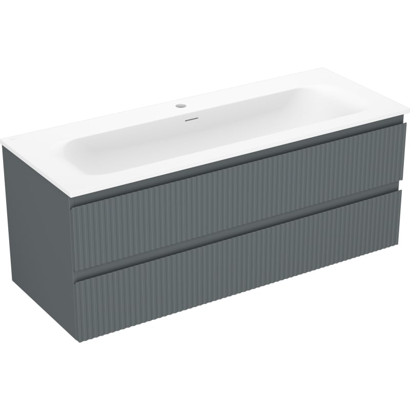 Mexen Rivel szafka łazienkowa 120 cm z umywalką Vela, 2 szuflady, ryflowana , grafit mat/biała mat - 91A20-12047-2-BFF66-W23M