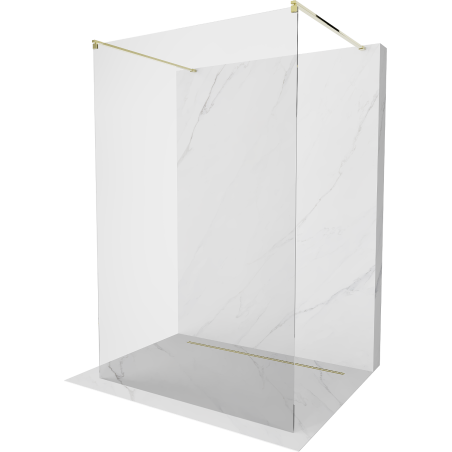 Mexen Kioto ścianka prysznicowa wolnostojąca 130 x 200 cm, transparent 8 mm, złota - 800-130-002-50-00