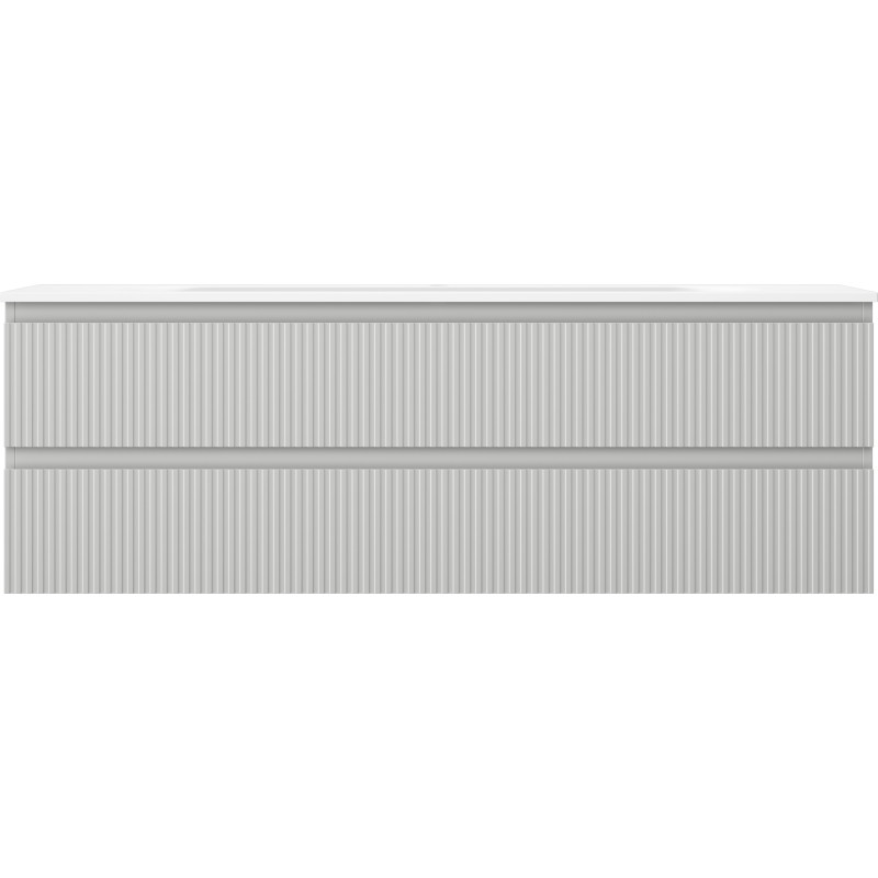 Mexen Rivel szafka łazienkowa 140 cm z umywalką Vela, 2 szuflady, ryflowana , szara mat/biała mat - 91A20-14047-2-BFF62-W23M0